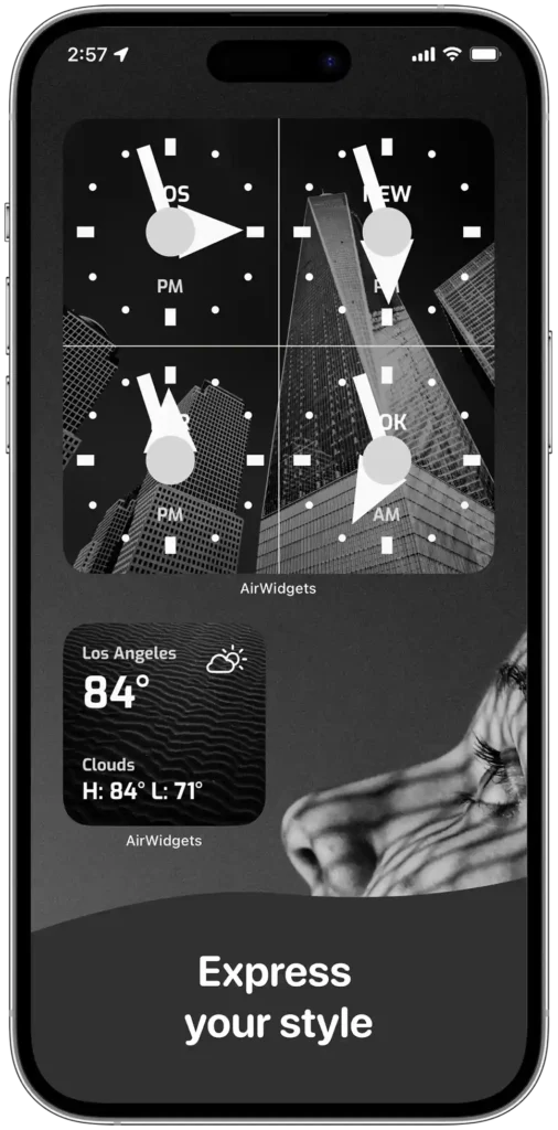 Screenshot of AirWidgets custom widget app on iPhone.